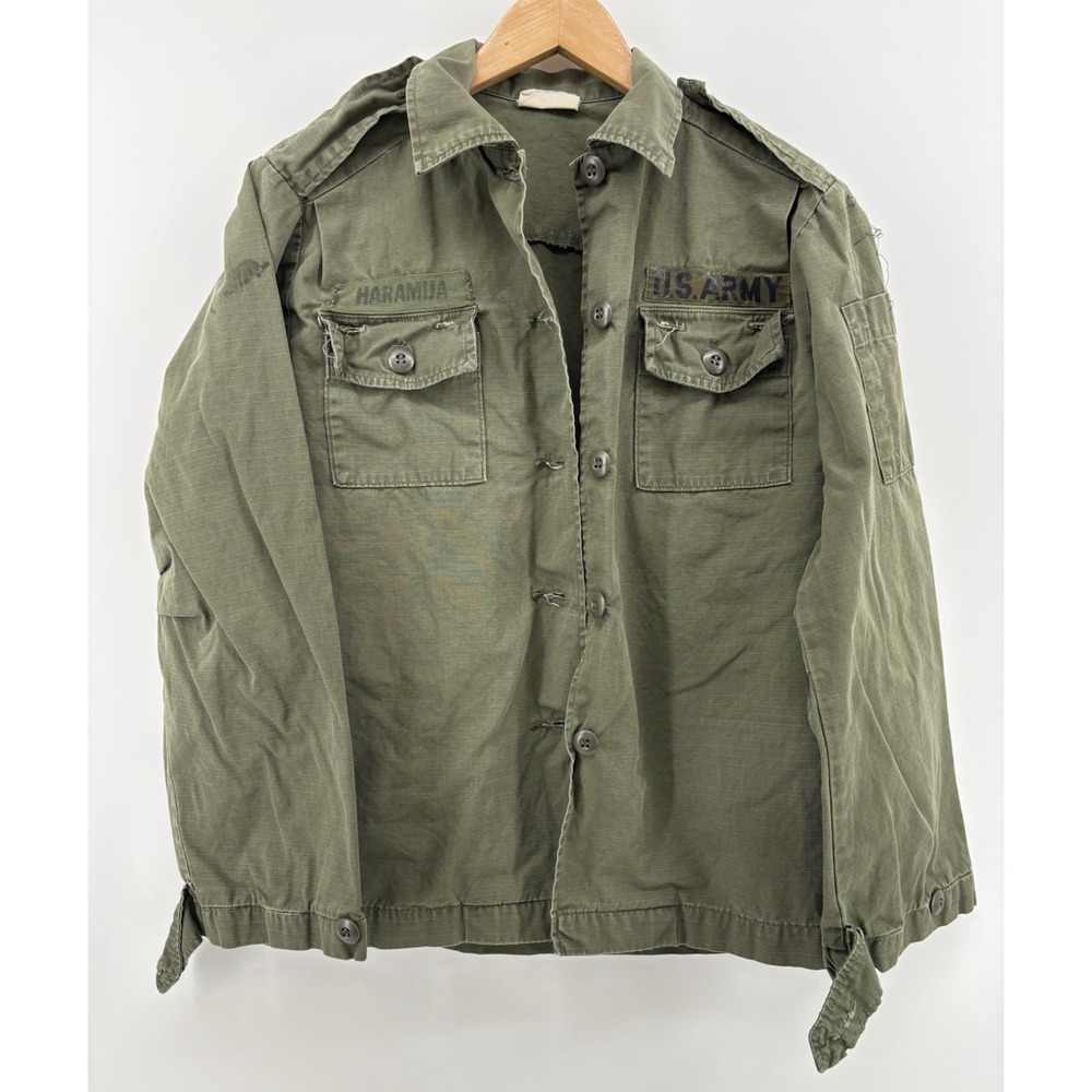 US Army Vietnam Era Woman Cotton Poplin Utility Fatigue Shirt Coat 12 OG-107
